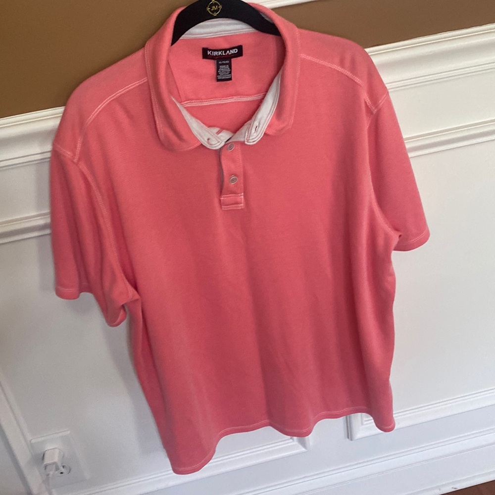 Kirkland Signature Peach/Orange 🍑 Men’s Polo - Sz XL EUC Super Soft